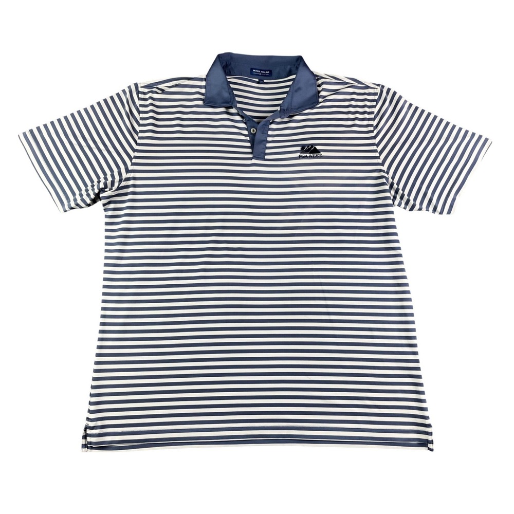 Peter Millar Crown Crafted Mens XXL Blue White Striped PGA West Golf Polo Shirt